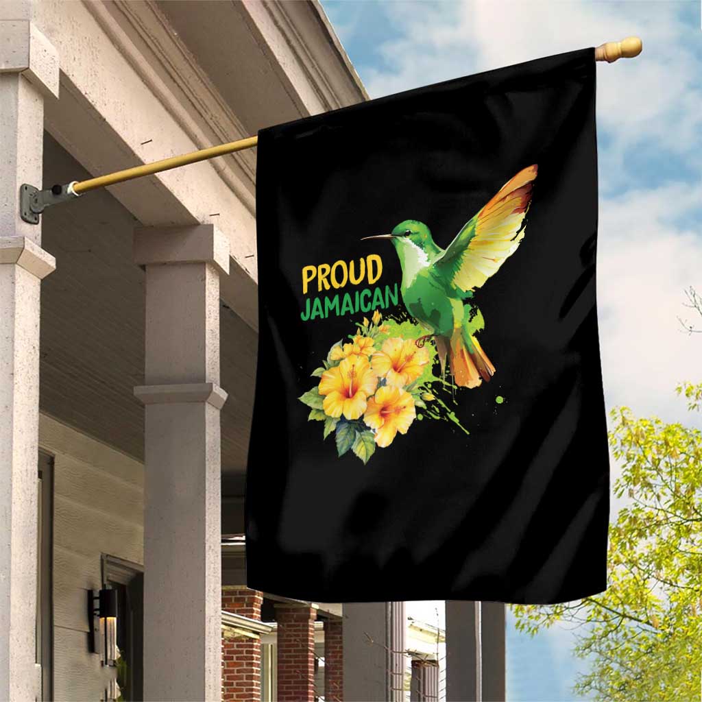 Proud Jamaican Garden Flag Jamaica Flag Hummingbird Hibiscus TS11 Print Your Wear