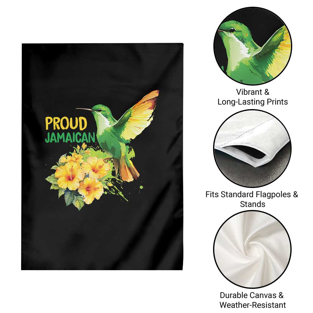 Proud Jamaican Garden Flag Jamaica Flag Hummingbird Hibiscus TS11 Print Your Wear