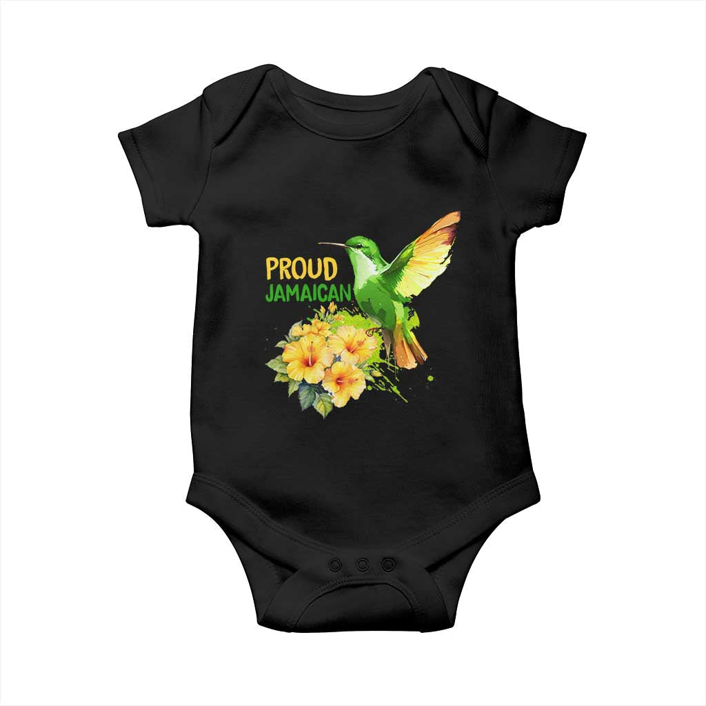 Proud Jamaican Baby Onesie Jamaica Flag Hummingbird Hibiscus TS11 Black Print Your Wear
