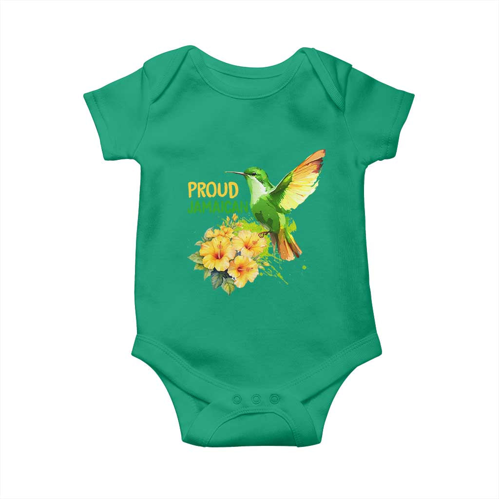 Proud Jamaican Baby Onesie Jamaica Flag Hummingbird Hibiscus TS11 Irish Green Print Your Wear