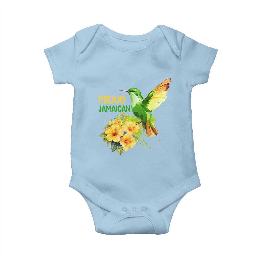 Proud Jamaican Baby Onesie Jamaica Flag Hummingbird Hibiscus TS11 Light Blue Print Your Wear