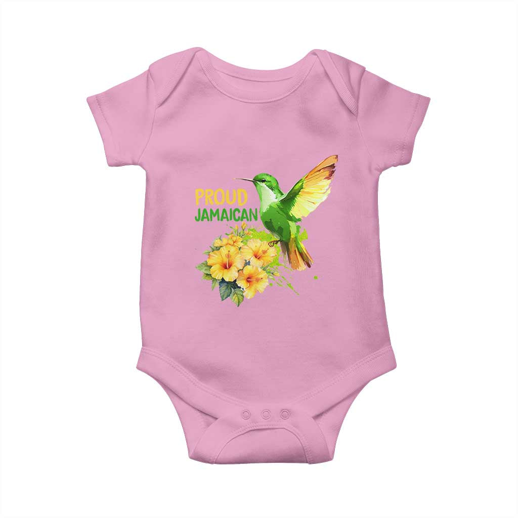 Proud Jamaican Baby Onesie Jamaica Flag Hummingbird Hibiscus TS11 Light Pink Print Your Wear