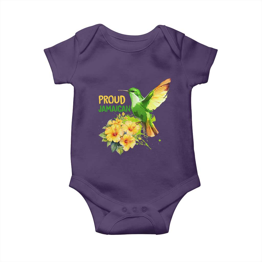 Proud Jamaican Baby Onesie Jamaica Flag Hummingbird Hibiscus TS11 Purple Print Your Wear