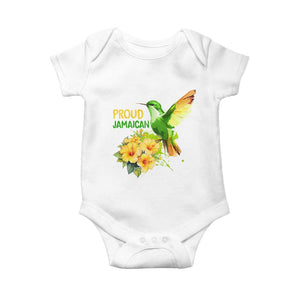 Proud Jamaican Baby Onesie Jamaica Flag Hummingbird Hibiscus TS11 White Print Your Wear