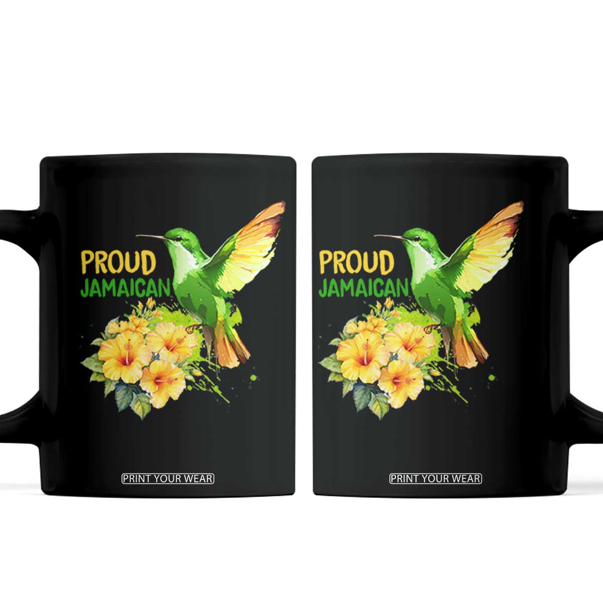 Proud Jamaican Coffee Mug Jamaica Flag Hummingbird Hibiscus TS11 Black Print Your Wear