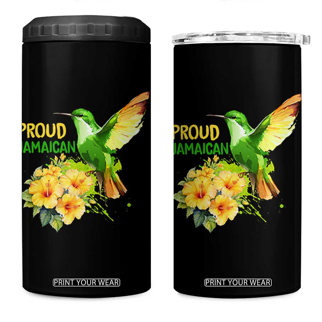 Proud Jamaican 4 in 1 Can Cooler Tumbler Jamaica Flag Hummingbird Hibiscus TS11 One Size: 16 oz Black Print Your Wear