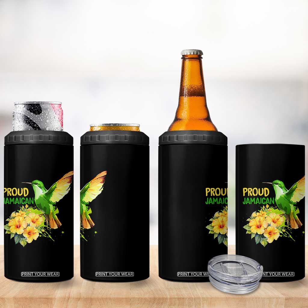 Proud Jamaican 4 in 1 Can Cooler Tumbler Jamaica Flag Hummingbird Hibiscus TS11 Print Your Wear