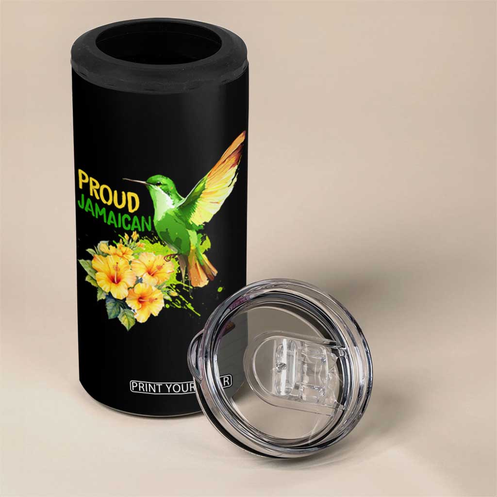 Proud Jamaican 4 in 1 Can Cooler Tumbler Jamaica Flag Hummingbird Hibiscus TS11 Print Your Wear