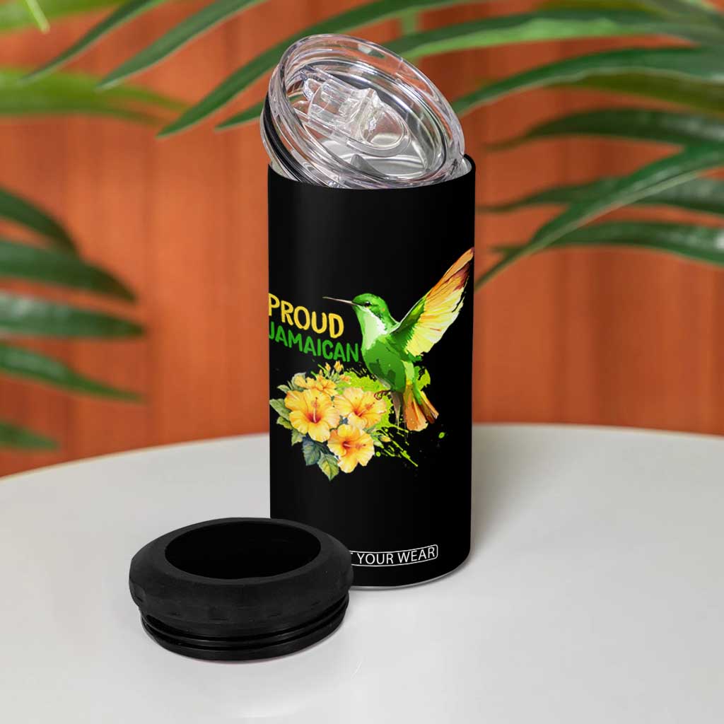 Proud Jamaican 4 in 1 Can Cooler Tumbler Jamaica Flag Hummingbird Hibiscus TS11 Print Your Wear