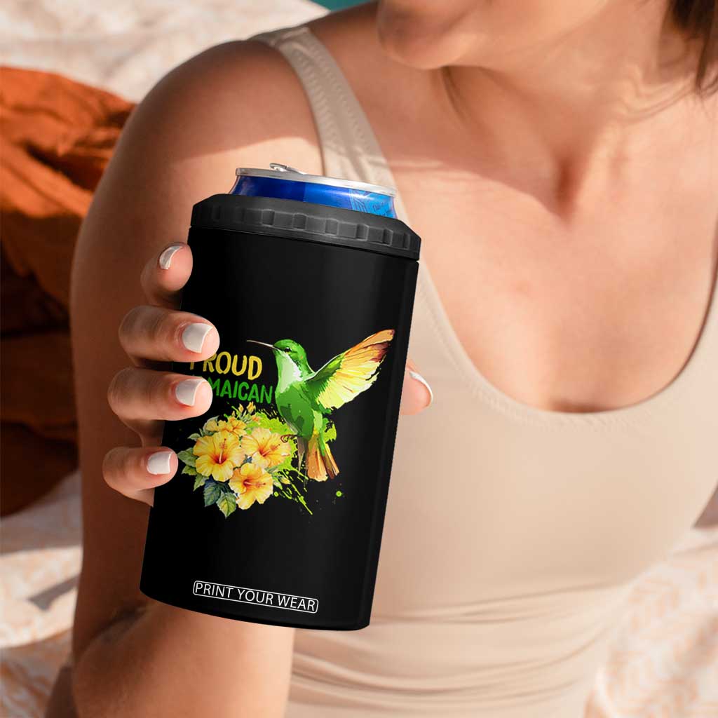 Proud Jamaican 4 in 1 Can Cooler Tumbler Jamaica Flag Hummingbird Hibiscus TS11 Print Your Wear