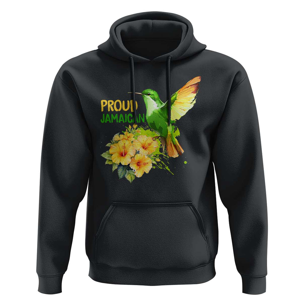 Proud Jamaican Hoodie Jamaica Flag Hummingbird Hibiscus TS11 Black Print Your Wear