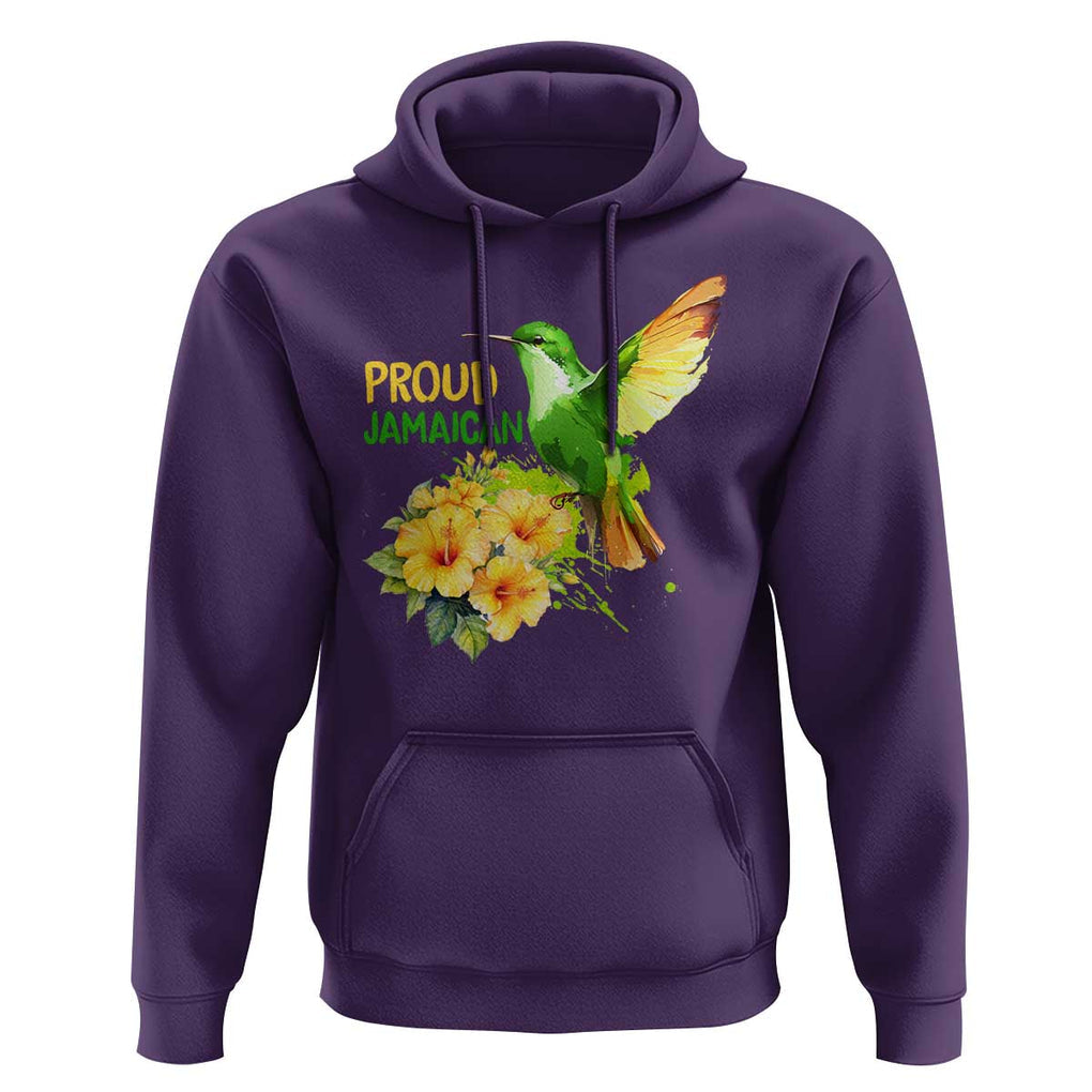 Proud Jamaican Hoodie Jamaica Flag Hummingbird Hibiscus TS11 Purple Print Your Wear