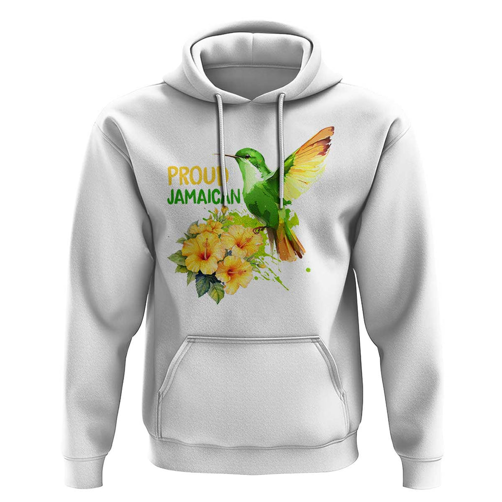 Proud Jamaican Hoodie Jamaica Flag Hummingbird Hibiscus TS11 White Print Your Wear