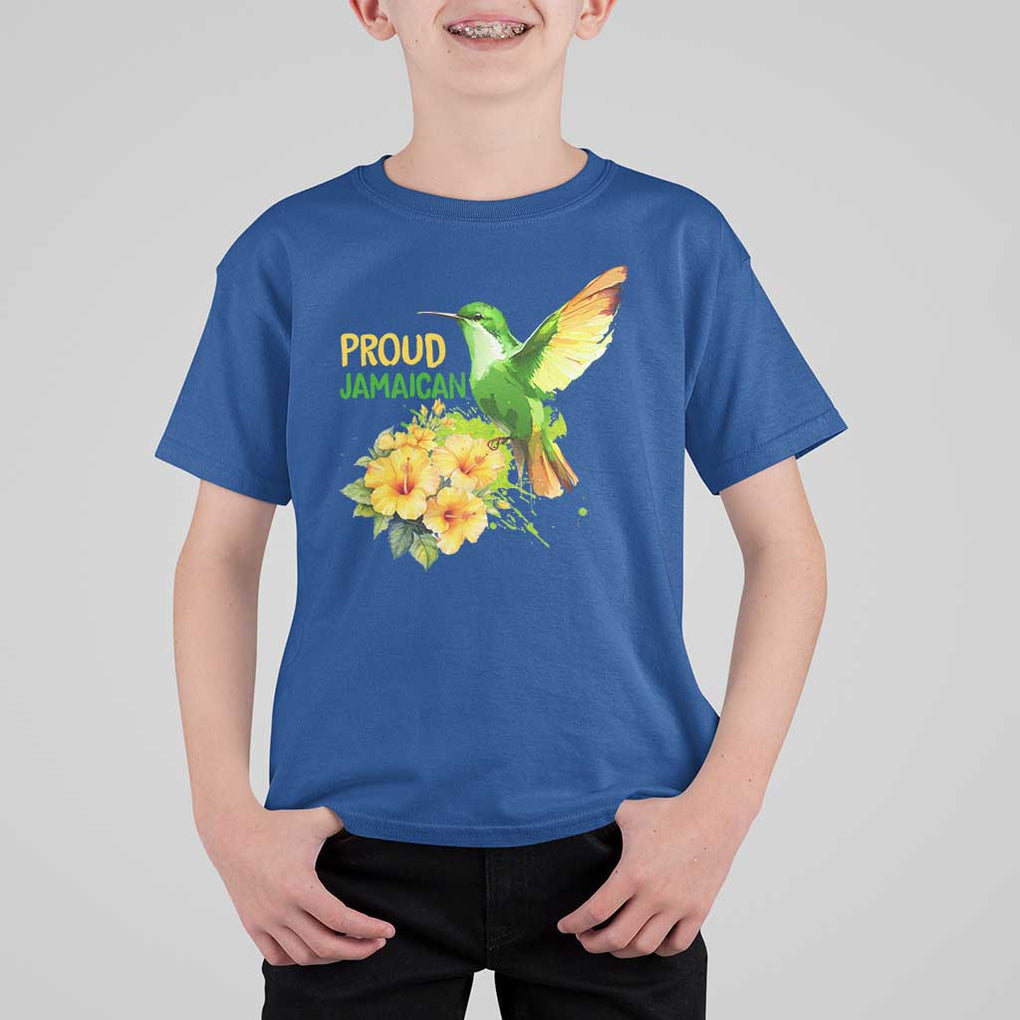 Proud Jamaican T Shirt For Kid Jamaica Flag Hummingbird Hibiscus TS11 Royal Blue Print Your Wear