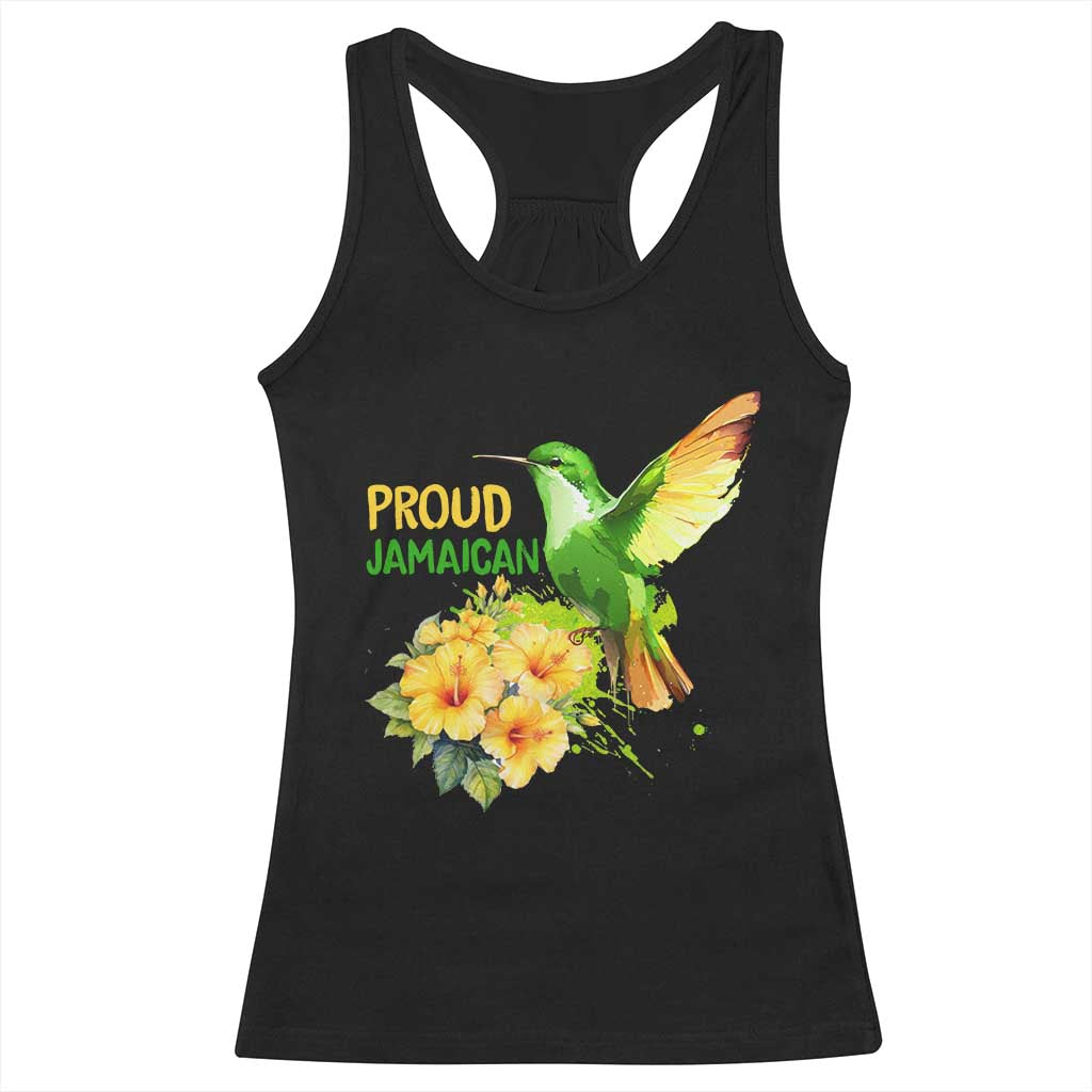 Proud Jamaican Racerback Tank Top Jamaica Flag Hummingbird Hibiscus TS11 Black Print Your Wear
