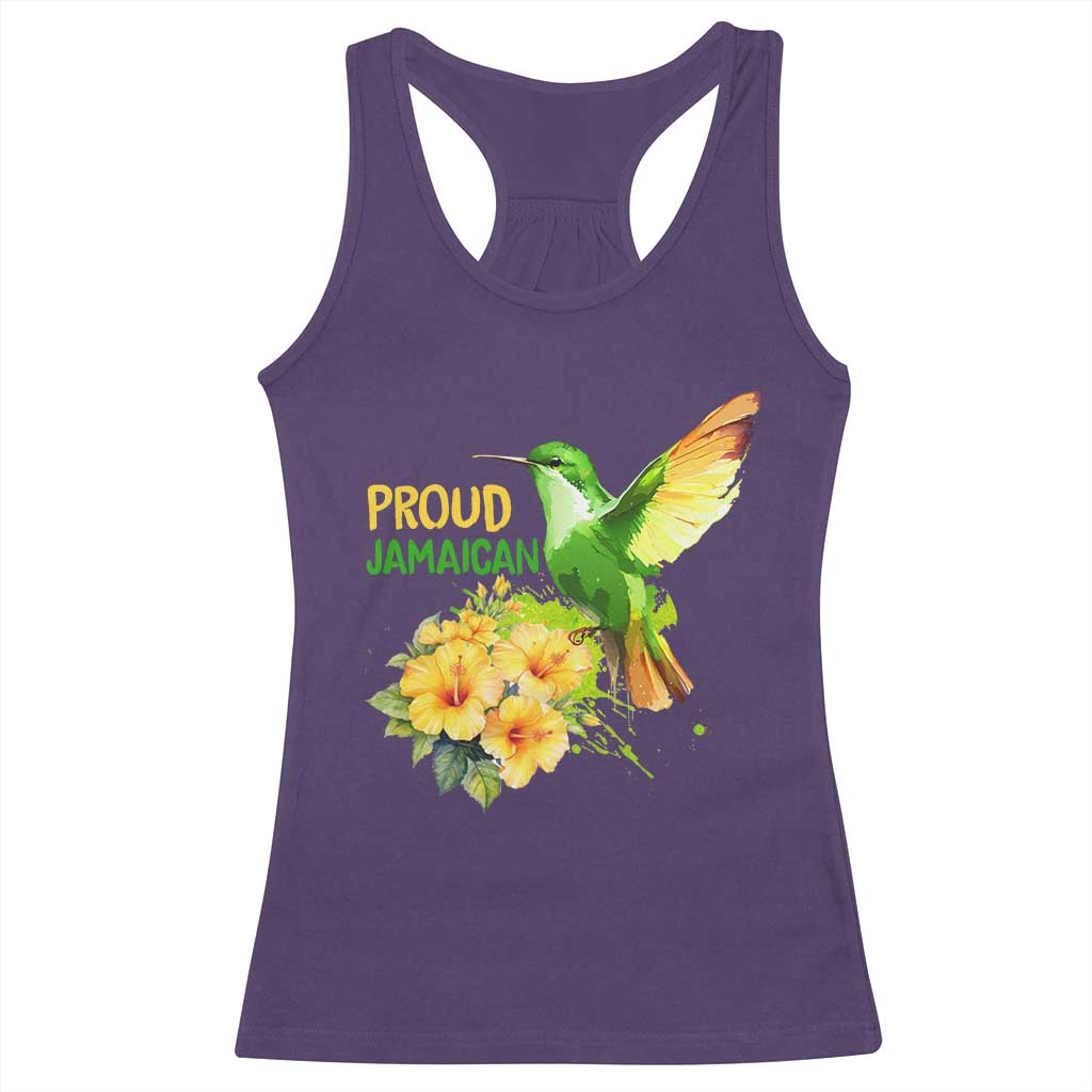 Proud Jamaican Racerback Tank Top Jamaica Flag Hummingbird Hibiscus TS11 Purple Print Your Wear