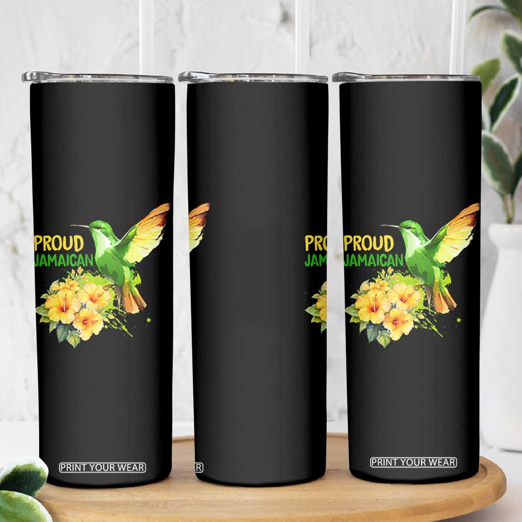 Proud Jamaican Skinny Tumbler Jamaica Flag Hummingbird Hibiscus TS11 Print Your Wear