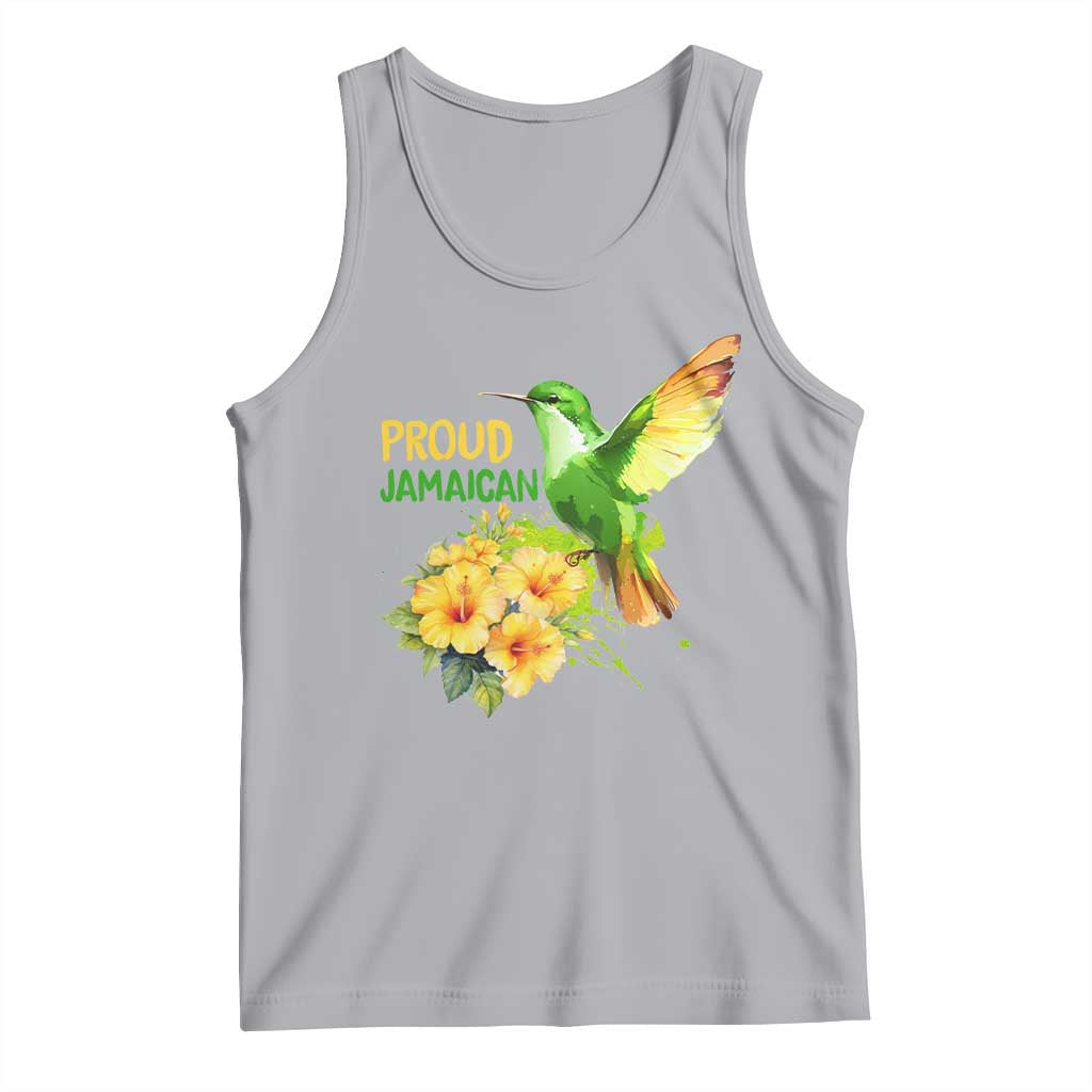 Proud Jamaican Tank Top Jamaica Flag Hummingbird Hibiscus TS11 Athletic Heather Print Your Wear