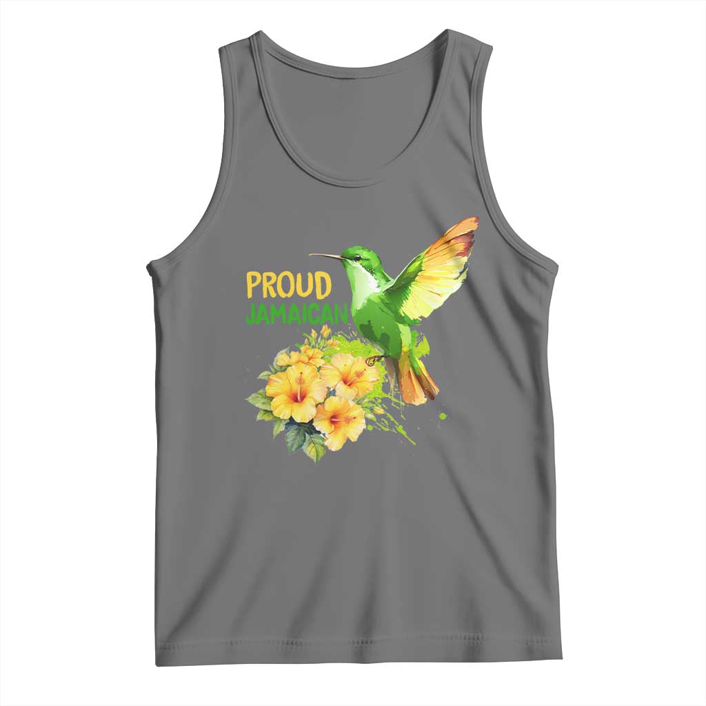Proud Jamaican Tank Top Jamaica Flag Hummingbird Hibiscus TS11 Black Heather Print Your Wear