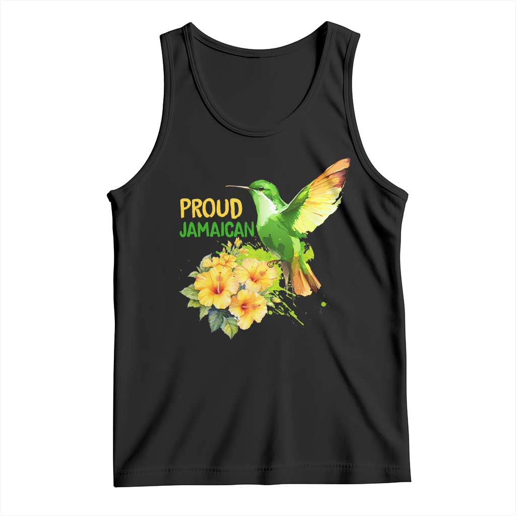 Proud Jamaican Tank Top Jamaica Flag Hummingbird Hibiscus TS11 Black Print Your Wear