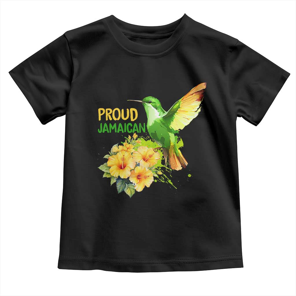 Proud Jamaican Toddler T Shirt Jamaica Flag Hummingbird Hibiscus TS11 Black Print Your Wear