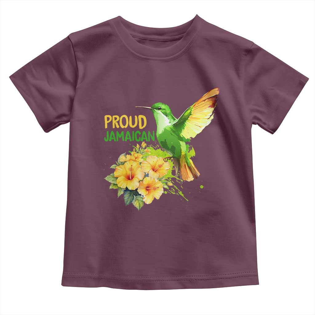 Proud Jamaican Toddler T Shirt Jamaica Flag Hummingbird Hibiscus TS11 Maroon Print Your Wear