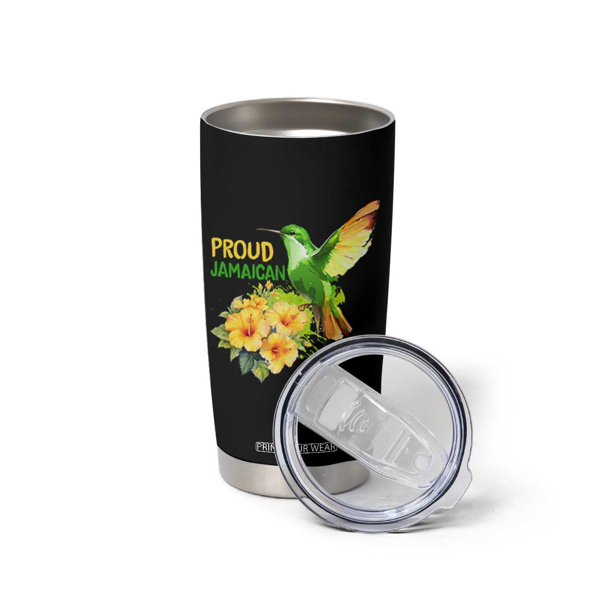 Proud Jamaican Tumbler Cup Jamaica Flag Hummingbird Hibiscus TS11 Print Your Wear
