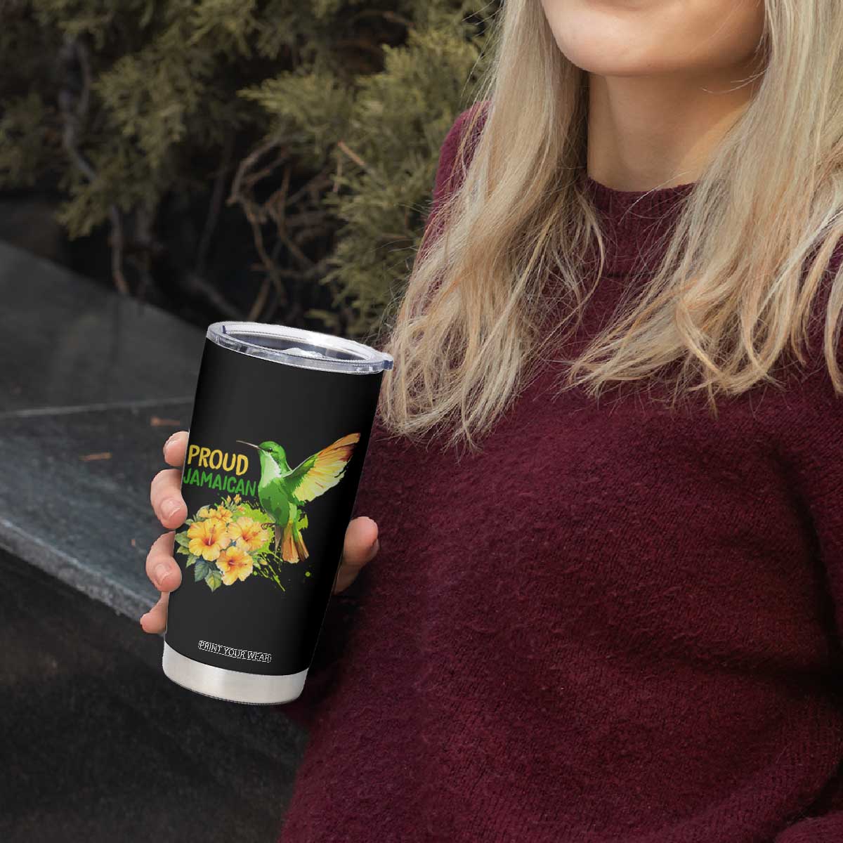 Proud Jamaican Tumbler Cup Jamaica Flag Hummingbird Hibiscus TS11 Print Your Wear