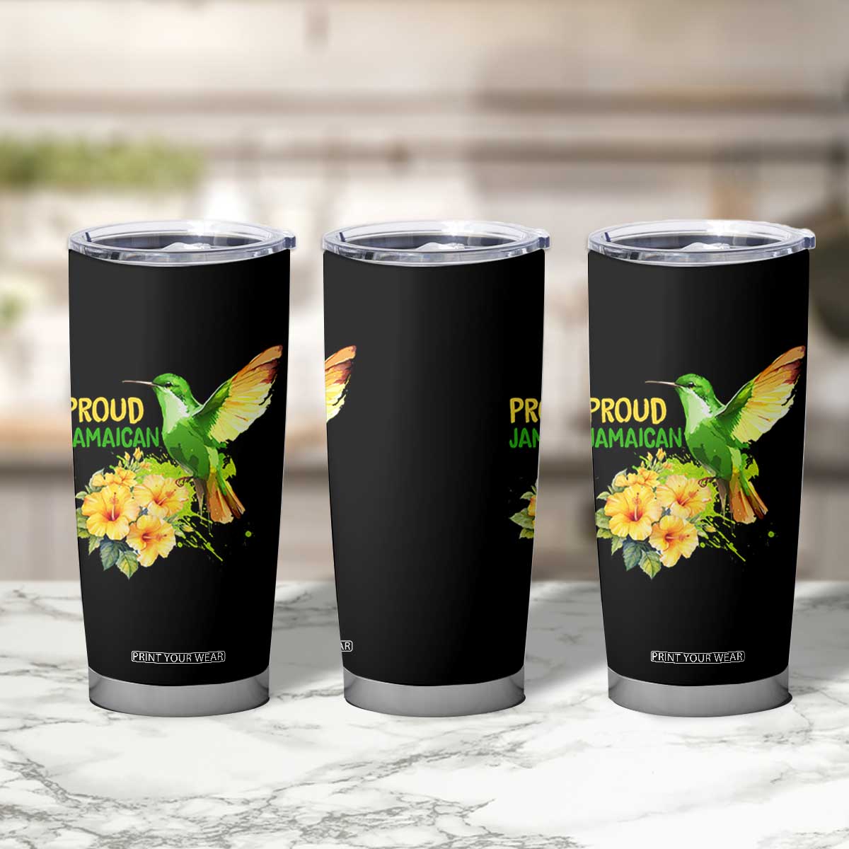 Proud Jamaican Tumbler Cup Jamaica Flag Hummingbird Hibiscus TS11 Print Your Wear