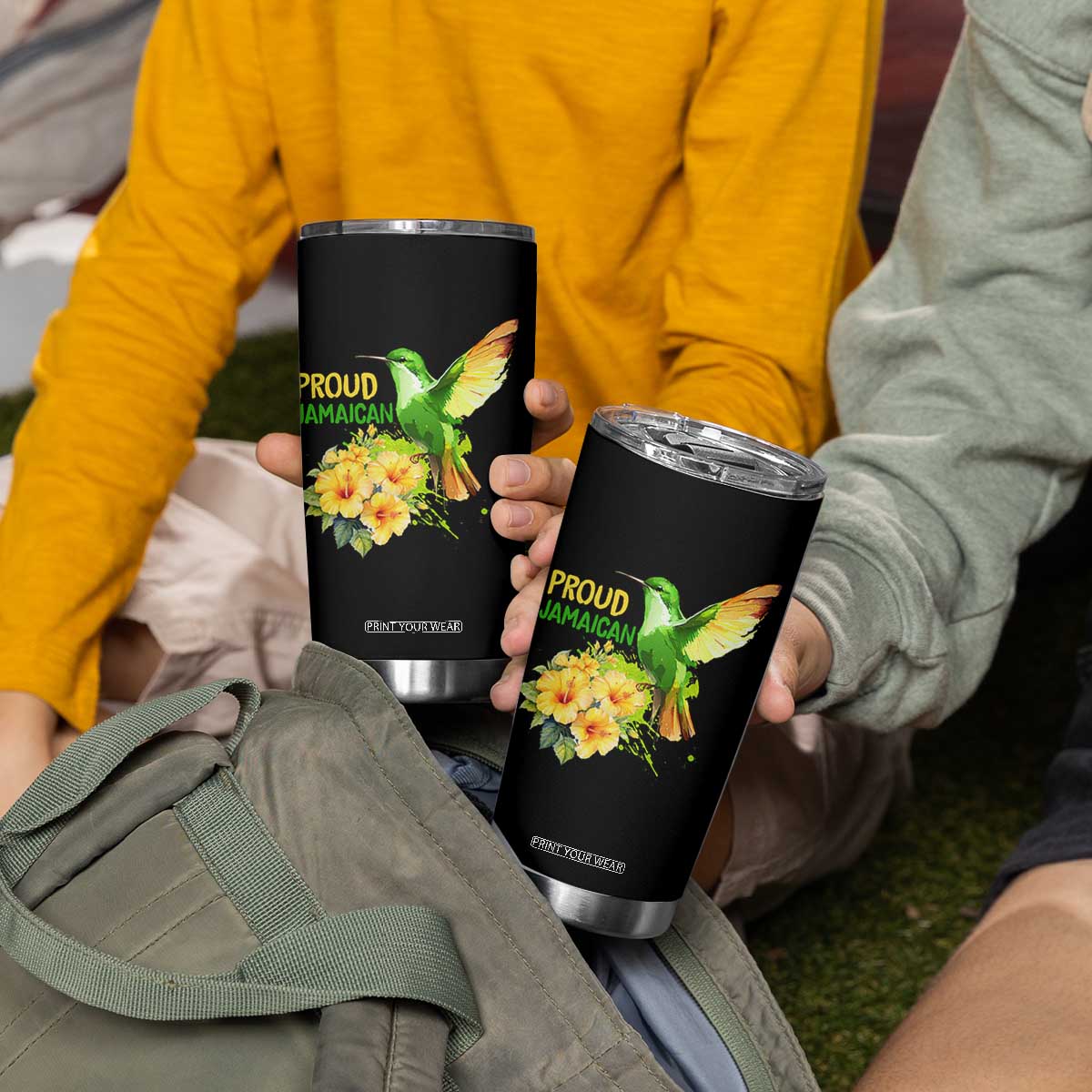 Proud Jamaican Tumbler Cup Jamaica Flag Hummingbird Hibiscus TS11 Print Your Wear