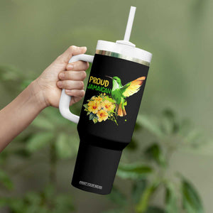 Proud Jamaican Tumbler With Handle Jamaica Flag Hummingbird Hibiscus TS11 Print Your Wear