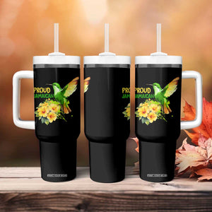 Proud Jamaican Tumbler With Handle Jamaica Flag Hummingbird Hibiscus TS11 Print Your Wear