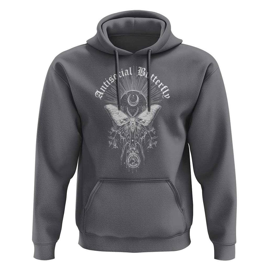 Funny Moth Hoodie Antisocial Butterfly Vintage Myth Superstitions TS11 Charcoal Print Your Wear