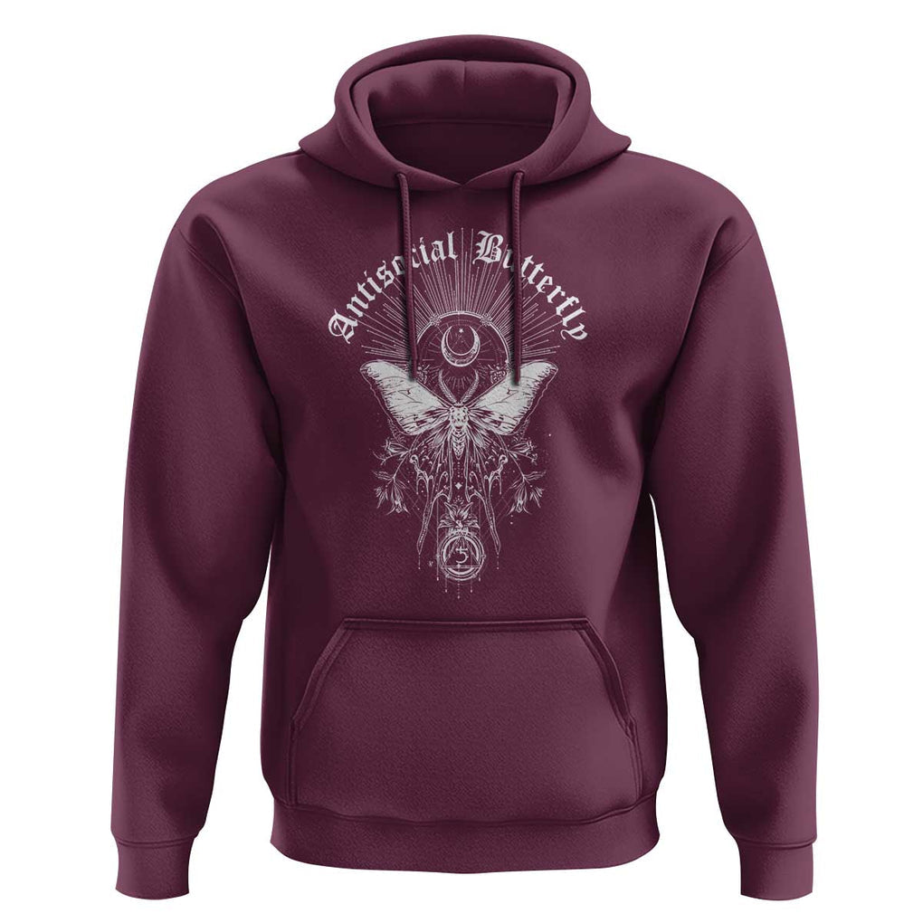 Funny Moth Hoodie Antisocial Butterfly Vintage Myth Superstitions TS11 Maroon Print Your Wear