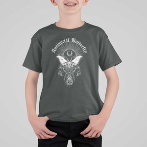 Funny Moth T Shirt For Kid Antisocial Butterfly Vintage Myth Superstitions TS11 Dark Heather Print Your Wear