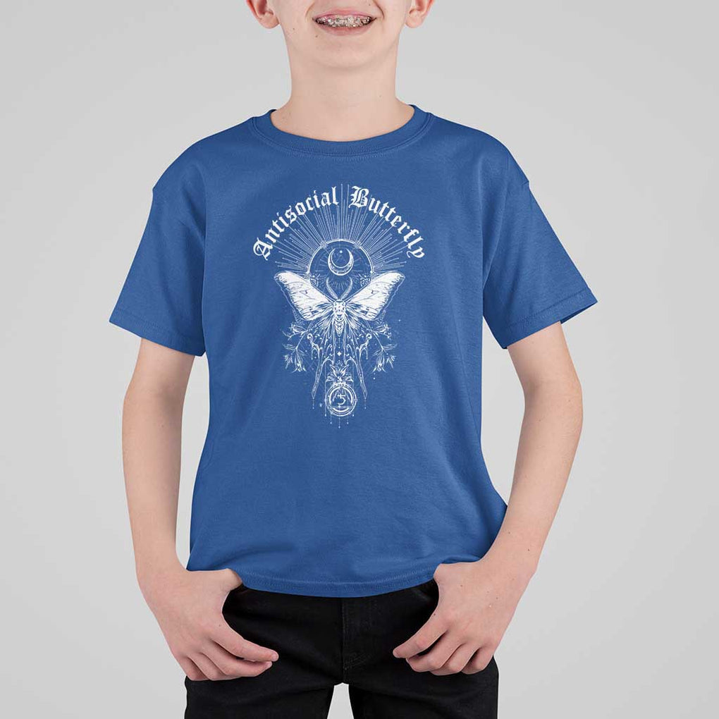 Funny Moth T Shirt For Kid Antisocial Butterfly Vintage Myth Superstitions TS11 Royal Blue Print Your Wear