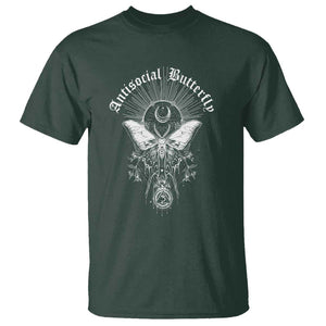 Funny Moth T Shirt Antisocial Butterfly Vintage Myth Superstitions TS11 Dark Forest Green Print Your Wear