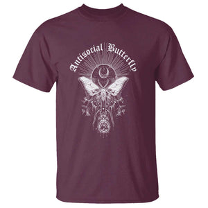 Funny Moth T Shirt Antisocial Butterfly Vintage Myth Superstitions TS11 Maroon Print Your Wear