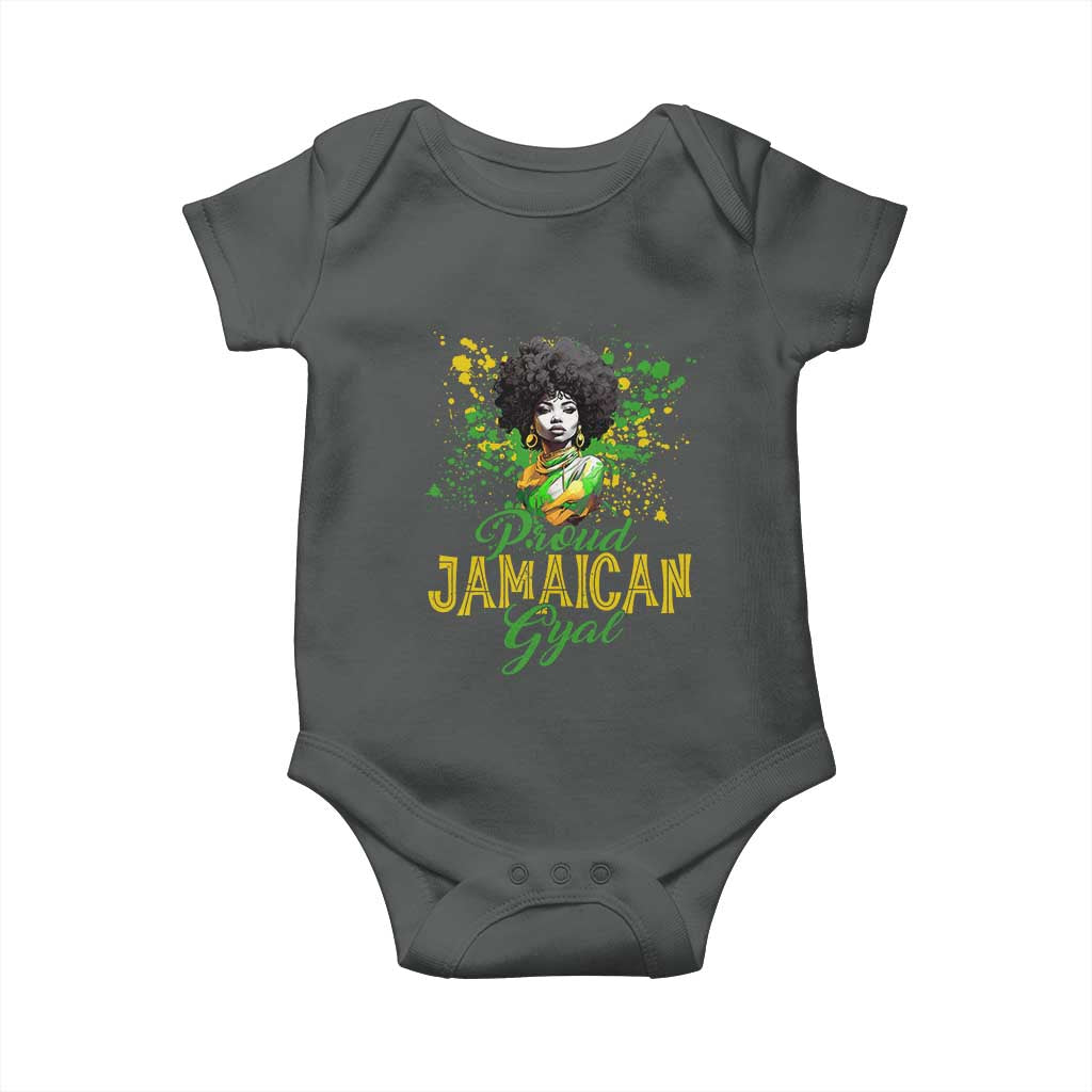 Proud Jamaican Gyal Baby Onesie Afro Black Girls Jamaica Flag TS11 Dark Heather Print Your Wear