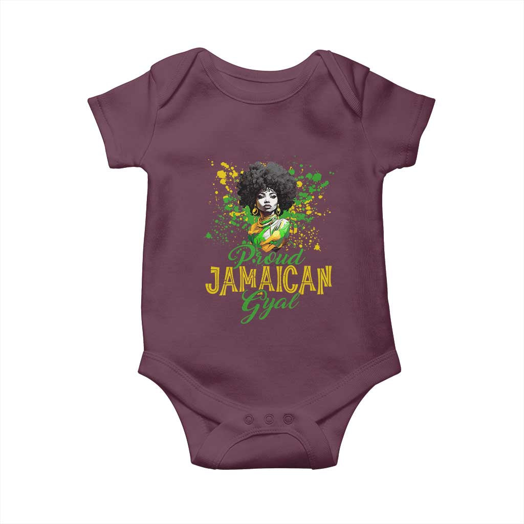 Proud Jamaican Gyal Baby Onesie Afro Black Girls Jamaica Flag TS11 Maroon Print Your Wear