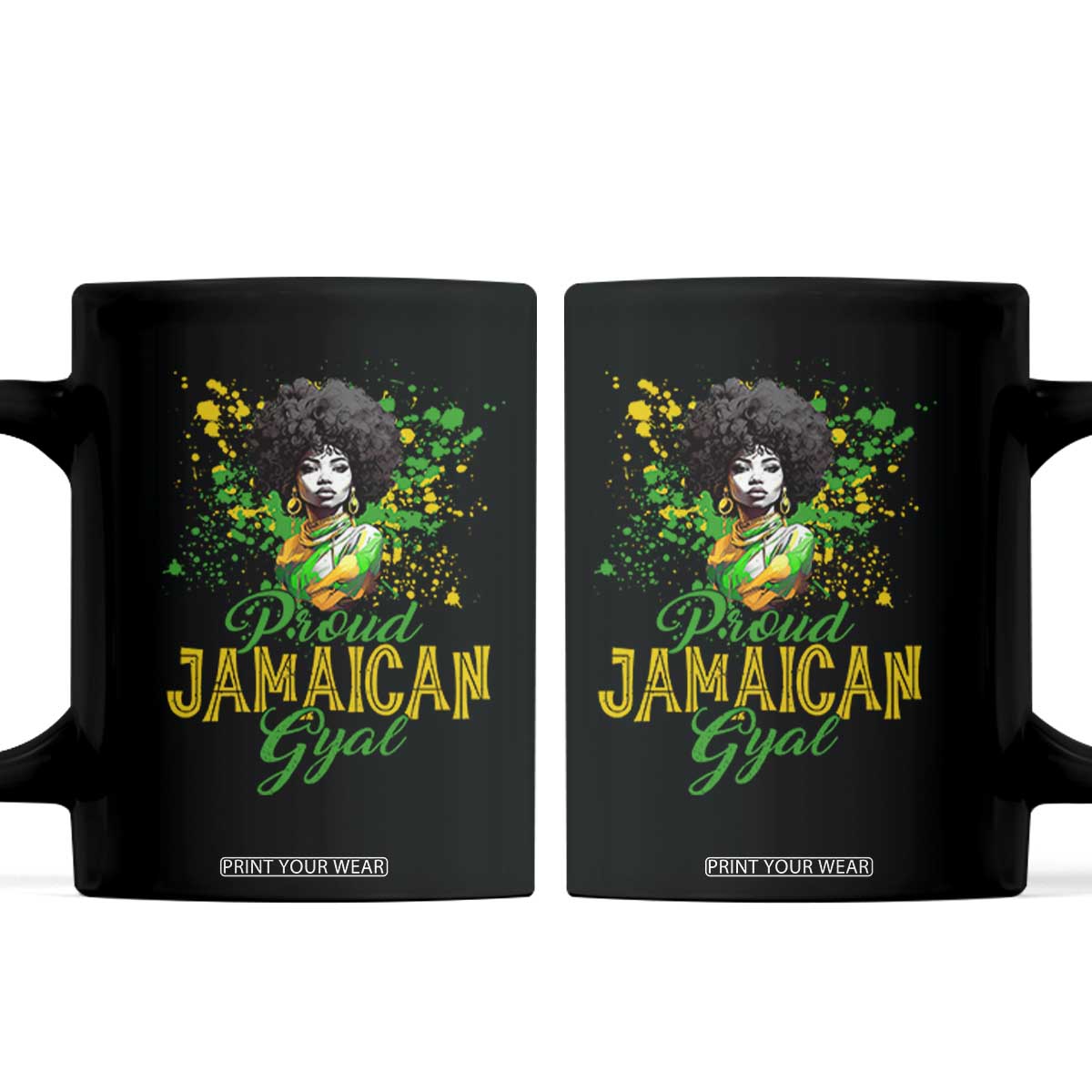 Proud Jamaican Gyal Coffee Mug Afro Black Girls Jamaica Flag TS11 Black Print Your Wear