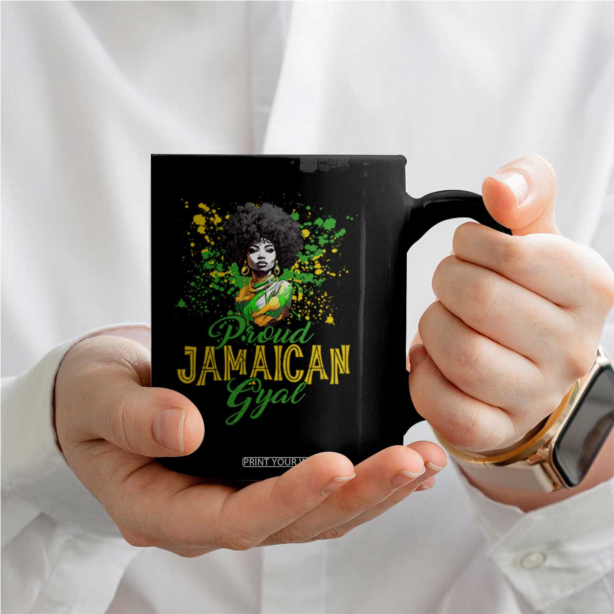 Proud Jamaican Gyal Coffee Mug Afro Black Girls Jamaica Flag TS11 Print Your Wear
