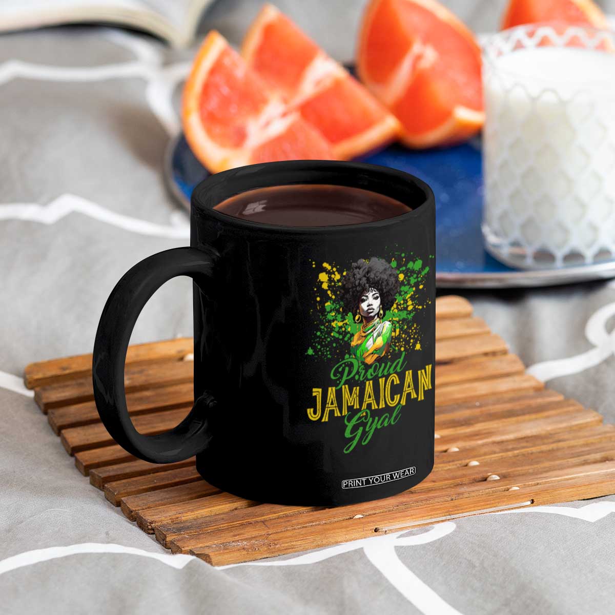 Proud Jamaican Gyal Coffee Mug Afro Black Girls Jamaica Flag TS11 Print Your Wear