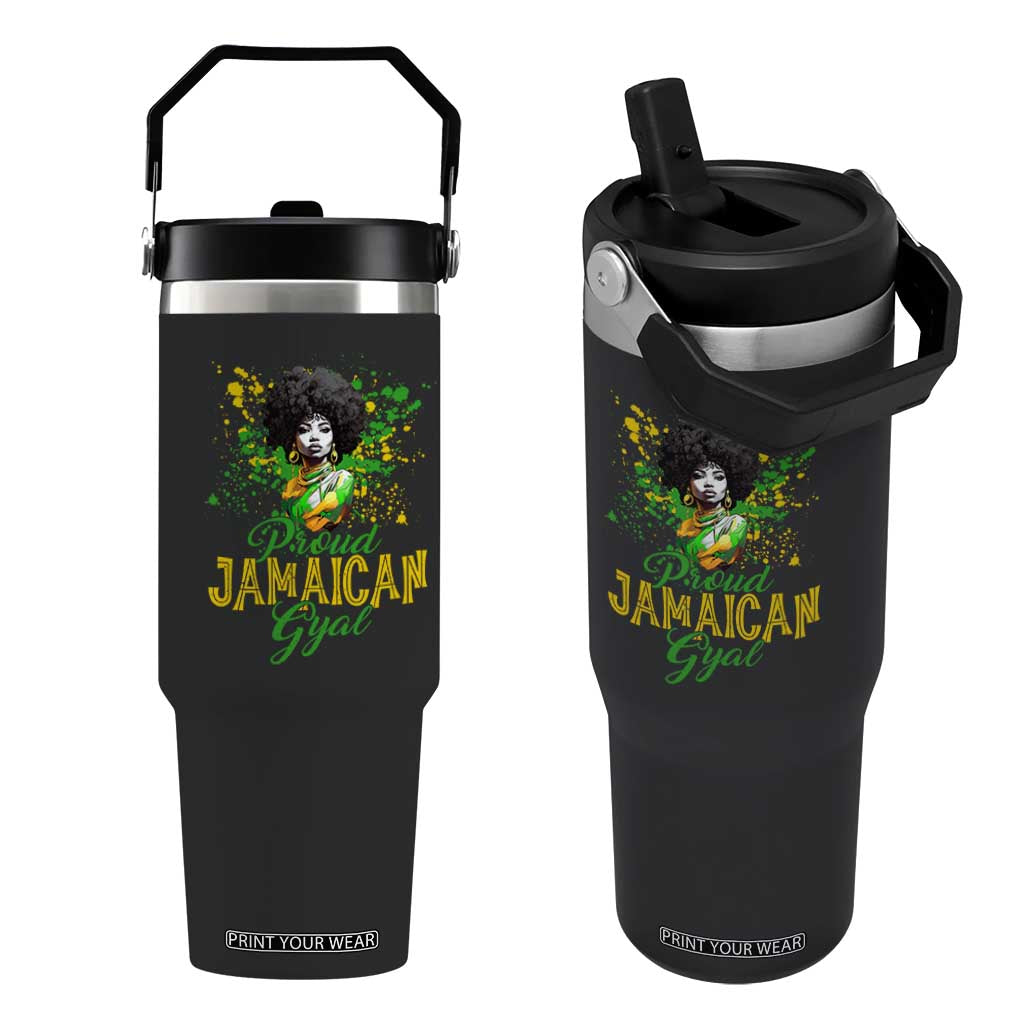 Proud Jamaican Gyal Flip Straw Tumbler Afro Black Girls Jamaica Flag TS11 One Size: 30 oz Black Print Your Wear