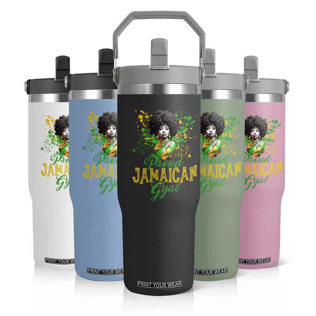 Proud Jamaican Gyal Flip Straw Tumbler Afro Black Girls Jamaica Flag TS11 Print Your Wear