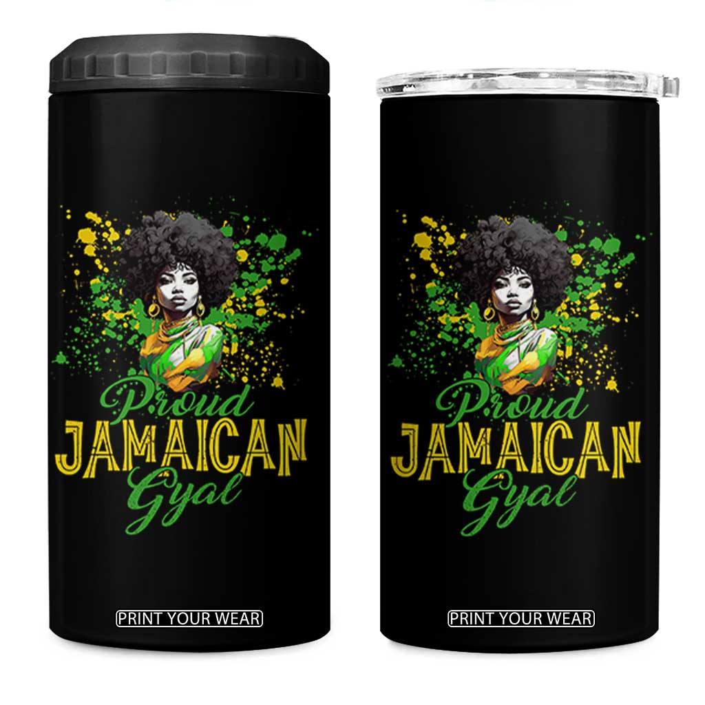 Proud Jamaican Gyal 4 in 1 Can Cooler Tumbler Afro Black Girls Jamaica Flag TS11 One Size: 16 oz Black Print Your Wear