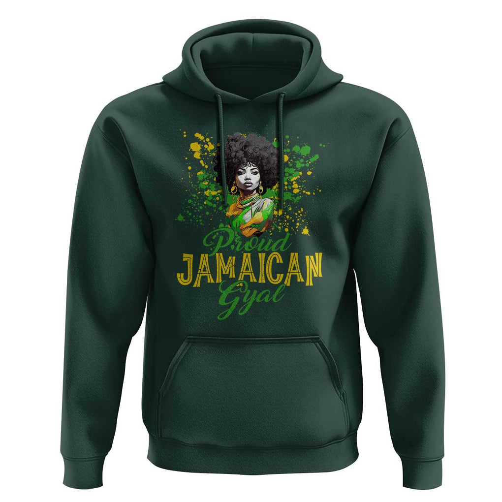 Proud Jamaican Gyal Hoodie Afro Black Girls Jamaica Flag TS11 Dark Forest Green Print Your Wear