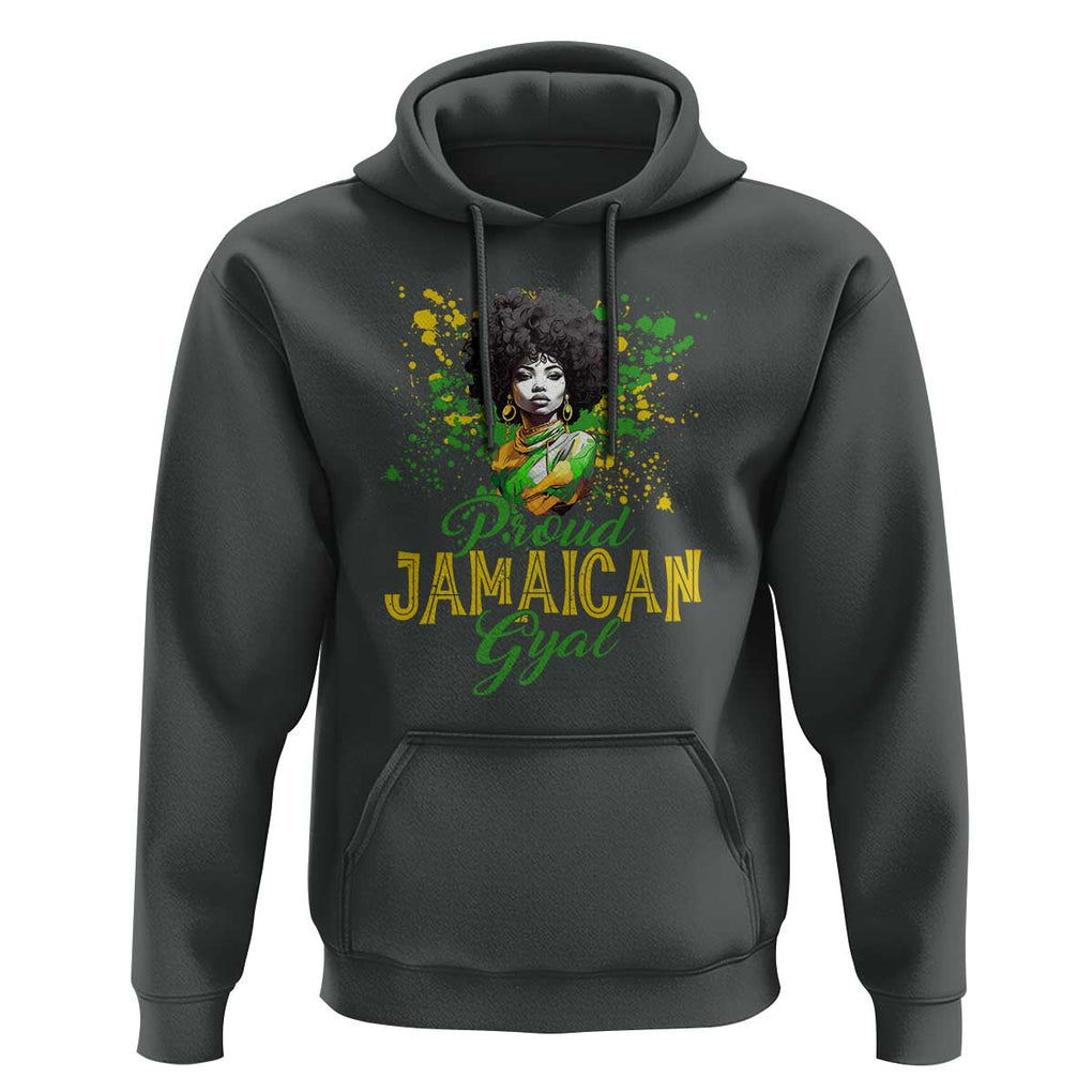 Proud Jamaican Gyal Hoodie Afro Black Girls Jamaica Flag TS11 Dark Heather Print Your Wear