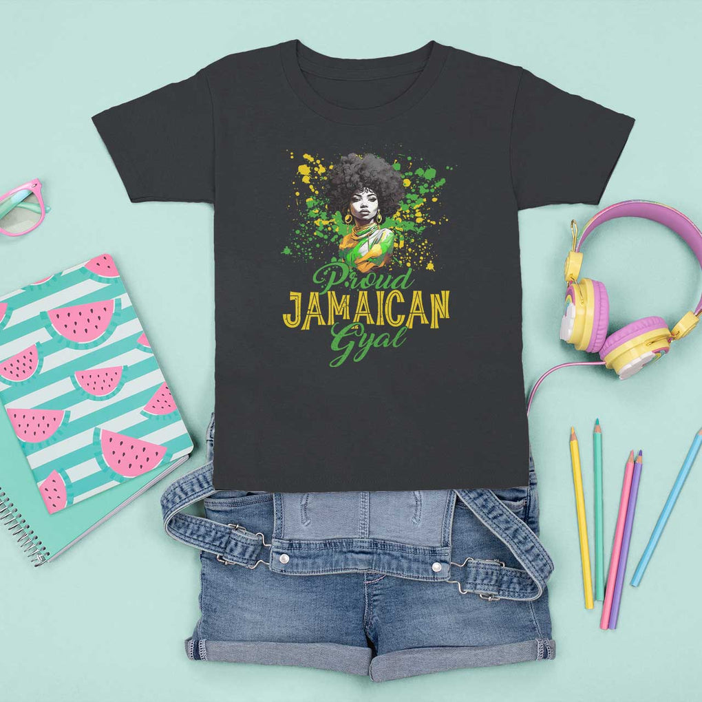 Proud Jamaican Gyal T Shirt For Kid Afro Black Girls Jamaica Flag TS11 Black Print Your Wear