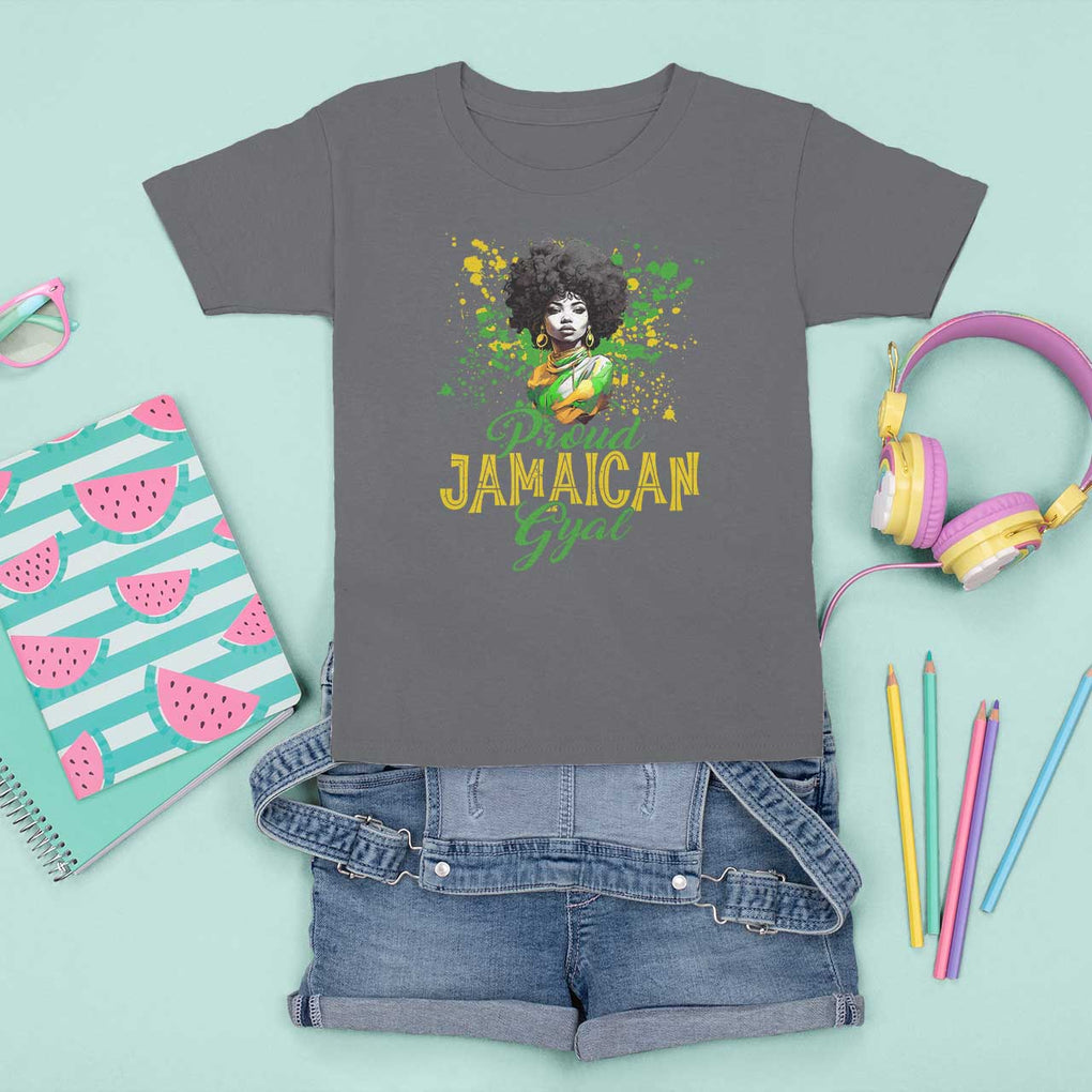 Proud Jamaican Gyal T Shirt For Kid Afro Black Girls Jamaica Flag TS11 Charcoal Print Your Wear
